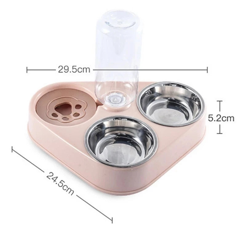 3 In1 Pet  Food Bowl with Automatic Drinking Feeder